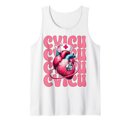CVICU Herzkrankenschwester VICU ICU CICU Kardiologie Mädchen Mama Tank Top CVICU Herzkrankenschwester VICU ICU CICU Kardiologie Mädchen Mama Tank Top von Womens Coquette Bow Cardiac Nurse Cardiology Gifts