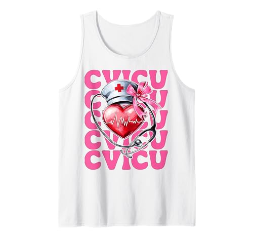 CVICU Herzkrankenschwester VICU ICU CICU Kardiologie Mädchen Mama Tank Top CVICU Herzkrankenschwester VICU ICU CICU Kardiologie Mädchen Mama Tank Top von Womens Coquette Bow Cardiac Nurse Cardiology Gifts