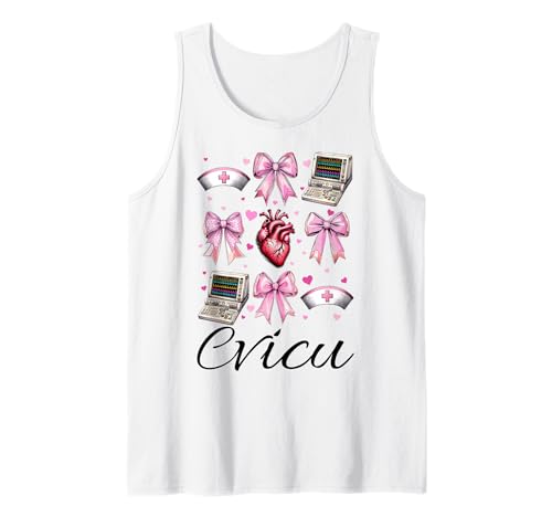 CVICU Herzkrankenschwester VICU ICU CICU Kardiologie Mädchen Mama Tank Top von Womens Coquette Bow Cardiac Nurse Cardiology Gifts