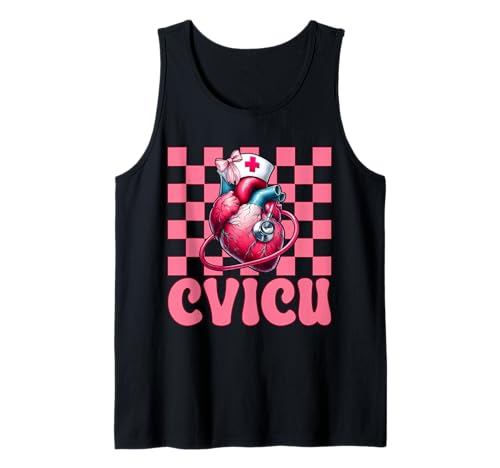 CVICU Herzkrankenschwester VICU ICU CICU Kardiologie Mädchen Mama Tank Top CVICU Herzkrankenschwester VICU ICU CICU Kardiologie Mädchen Mama Tank Top von Womens Coquette Bow Cardiac Nurse Cardiology Gifts