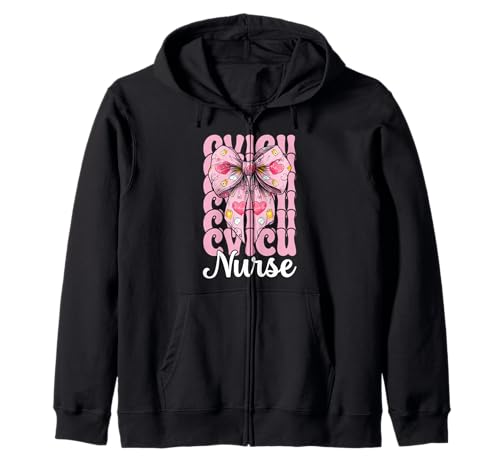 CVICU Krankenschwester Herzkrankenschwester VICU ICU CICU Kardiologie Mädchen Mama Kapuzenjacke von Womens Coquette Bow Cardiac Nurse Cardiology Gifts