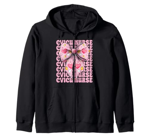 CVICU Krankenschwester Herzkrankenschwester VICU ICU CICU Kardiologie Mädchen Mama Kapuzenjacke CVICU Krankenschwester Herzkrankenschwester VICU ICU CICU Kardiologie Mädchen Mama Kapuzenjacke von Womens Coquette Bow Cardiac Nurse Cardiology Gifts