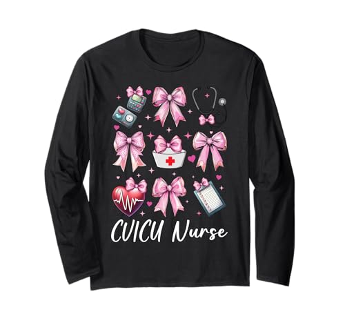 CVICU Krankenschwester Herzkrankenschwester VICU ICU CICU Kardiologie Mädchen Mama Langarmshirt CVICU Krankenschwester Herzkrankenschwester VICU ICU CICU Kardiologie Mädchen Mama Langarmshirt von Womens Coquette Bow Cardiac Nurse Cardiology Gifts