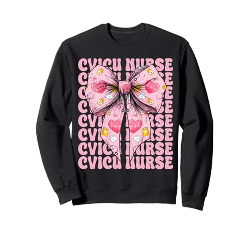CVICU Krankenschwester Herzkrankenschwester VICU ICU CICU Kardiologie Mädchen Mama Sweatshirt CVICU Krankenschwester Herzkrankenschwester VICU ICU CICU Kardiologie Mädchen Mama Sweatshirt von Womens Coquette Bow Cardiac Nurse Cardiology Gifts