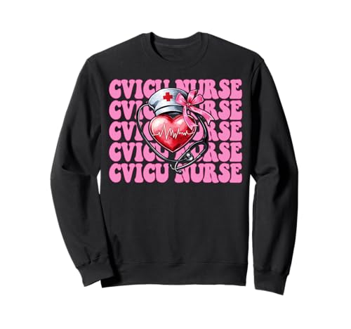 CVICU Krankenschwester Herzkrankenschwester VICU ICU CICU Kardiologie Mädchen Mama Sweatshirt CVICU Krankenschwester Herzkrankenschwester VICU ICU CICU Kardiologie Mädchen Mama Sweatshirt von Womens Coquette Bow Cardiac Nurse Cardiology Gifts