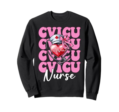 CVICU Krankenschwester Herzkrankenschwester VICU ICU CICU Kardiologie Mädchen Mama Sweatshirt CVICU Krankenschwester Herzkrankenschwester VICU ICU CICU Kardiologie Mädchen Mama Sweatshirt von Womens Coquette Bow Cardiac Nurse Cardiology Gifts