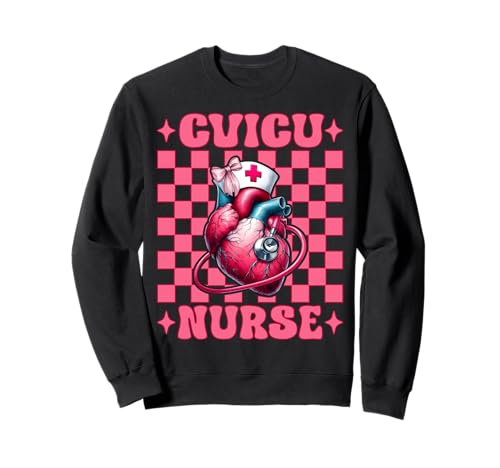 CVICU Krankenschwester Herzkrankenschwester VICU ICU CICU Kardiologie Mädchen Mama Sweatshirt CVICU Krankenschwester Herzkrankenschwester VICU ICU CICU Kardiologie Mädchen Mama Sweatshirt von Womens Coquette Bow Cardiac Nurse Cardiology Gifts