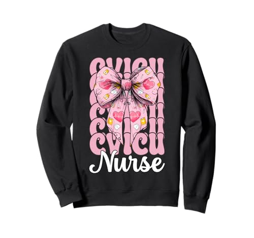 CVICU Krankenschwester Herzkrankenschwester VICU ICU CICU Kardiologie Mädchen Mama Sweatshirt CVICU Krankenschwester Herzkrankenschwester VICU ICU CICU Kardiologie Mädchen Mama Sweatshirt von Womens Coquette Bow Cardiac Nurse Cardiology Gifts