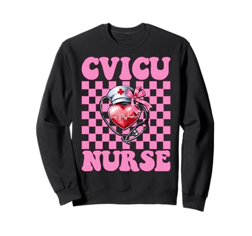 CVICU Krankenschwester Herzkrankenschwester VICU ICU CICU Kardiologie Mädchen Mama Sweatshirt CVICU Krankenschwester Herzkrankenschwester VICU ICU CICU Kardiologie Mädchen Mama Sweatshirt von Womens Coquette Bow Cardiac Nurse Cardiology Gifts