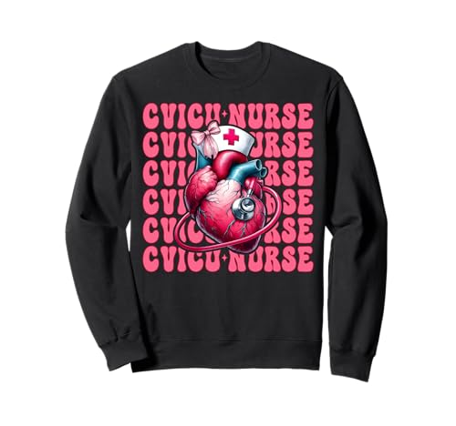 CVICU Krankenschwester Herzkrankenschwester VICU ICU CICU Kardiologie Mädchen Mama Sweatshirt CVICU Krankenschwester Herzkrankenschwester VICU ICU CICU Kardiologie Mädchen Mama Sweatshirt von Womens Coquette Bow Cardiac Nurse Cardiology Gifts