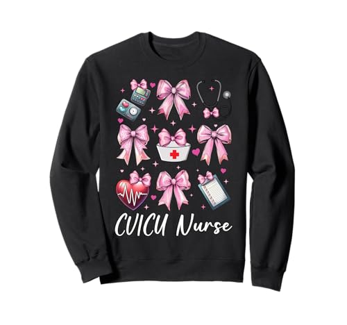 CVICU Krankenschwester Herzkrankenschwester VICU ICU CICU Kardiologie Mädchen Mama Sweatshirt CVICU Krankenschwester Herzkrankenschwester VICU ICU CICU Kardiologie Mädchen Mama Sweatshirt von Womens Coquette Bow Cardiac Nurse Cardiology Gifts