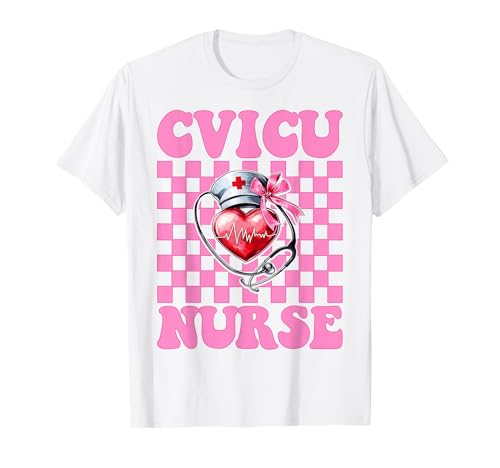 CVICU Krankenschwester Herzkrankenschwester VICU ICU CICU Kardiologie Mädchen Mama T-Shirt CVICU Krankenschwester Herzkrankenschwester VICU ICU CICU Kardiologie Mädchen Mama T-Shirt von Womens Coquette Bow Cardiac Nurse Cardiology Gifts