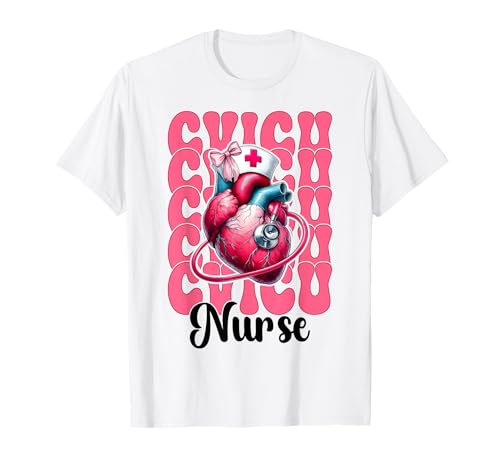 CVICU Krankenschwester Herzkrankenschwester VICU ICU CICU Kardiologie Mädchen Mama T-Shirt von Womens Coquette Bow Cardiac Nurse Cardiology Gifts