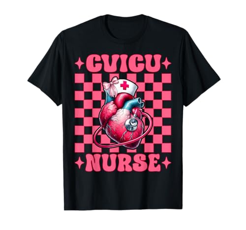 CVICU Krankenschwester Herzkrankenschwester VICU ICU CICU Kardiologie Mädchen Mama T-Shirt CVICU Krankenschwester Herzkrankenschwester VICU ICU CICU Kardiologie Mädchen Mama T-Shirt von Womens Coquette Bow Cardiac Nurse Cardiology Gifts
