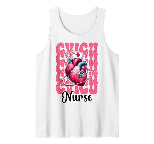 CVICU Krankenschwester Herzkrankenschwester VICU ICU CICU Kardiologie Mädchen Mama Tank Top von Womens Coquette Bow Cardiac Nurse Cardiology Gifts