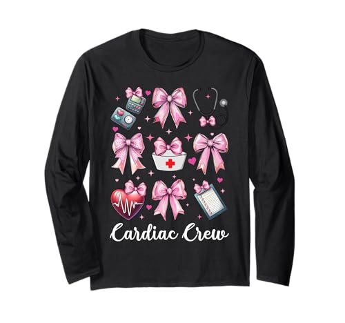 Cardiac Crew Cardiac Nurse VICU ICU CICU Kardiologie Mädchen Mama Langarmshirt Cardiac Crew Cardiac Nurse VICU ICU CICU Kardiologie Mädchen Mama Langarmshirt von Womens Coquette Bow Cardiac Nurse Cardiology Gifts