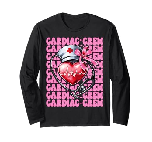 Cardiac Crew Cardiac Nurse VICU ICU CICU Kardiologie Mädchen Mama Langarmshirt Cardiac Crew Cardiac Nurse VICU ICU CICU Kardiologie Mädchen Mama Langarmshirt von Womens Coquette Bow Cardiac Nurse Cardiology Gifts