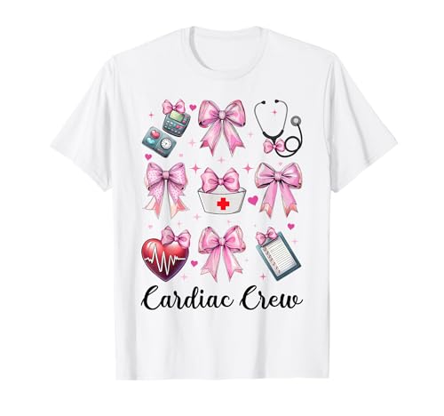 Cardiac Crew Cardiac Nurse VICU ICU CICU Kardiologie Mädchen Mama T-Shirt von Womens Coquette Bow Cardiac Nurse Cardiology Gifts