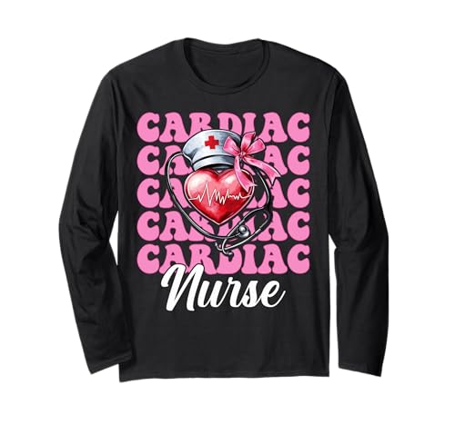 Cardiac Nurse VICU ICU CICU Kardiologie Mädchen Mama Kokette Bogen Langarmshirt Cardiac Nurse VICU ICU CICU Kardiologie Mädchen Mama Kokette Bogen Langarmshirt von Womens Coquette Bow Cardiac Nurse Cardiology Gifts