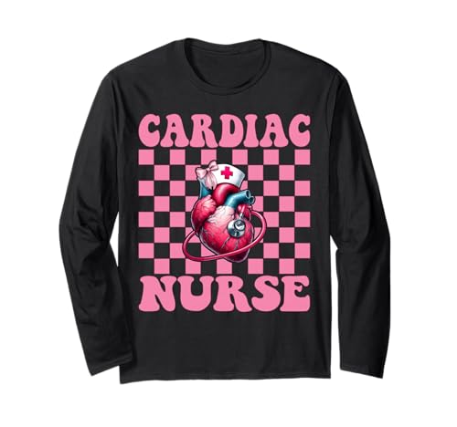 Cardiac Nurse VICU ICU CICU Kardiologie Mädchen Mama Kokette Bogen Langarmshirt von Womens Coquette Bow Cardiac Nurse Cardiology Gifts