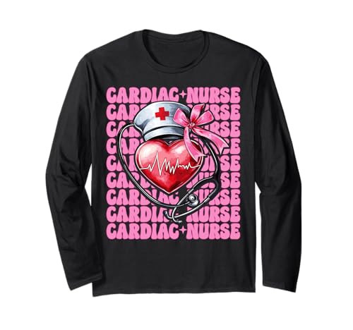 Cardiac Nurse VICU ICU CICU Kardiologie Mädchen Mama Kokette Bogen Langarmshirt Cardiac Nurse VICU ICU CICU Kardiologie Mädchen Mama Kokette Bogen Langarmshirt von Womens Coquette Bow Cardiac Nurse Cardiology Gifts