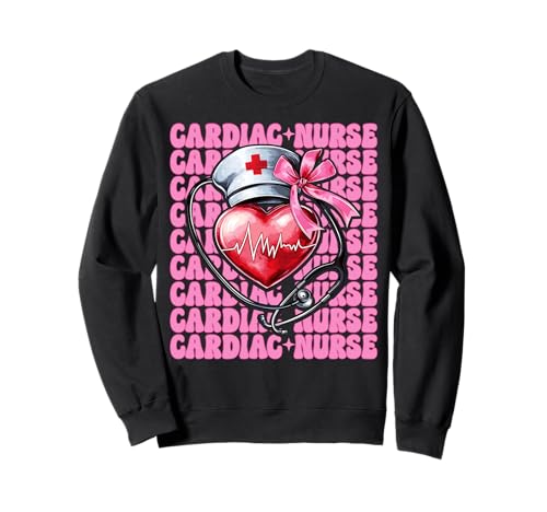 Cardiac Nurse VICU ICU CICU Kardiologie Mädchen Mama Kokette Bogen Sweatshirt Cardiac Nurse VICU ICU CICU Kardiologie Mädchen Mama Kokette Bogen Sweatshirt von Womens Coquette Bow Cardiac Nurse Cardiology Gifts