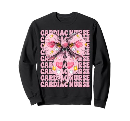 Cardiac Nurse VICU ICU CICU Kardiologie Mädchen Mama Kokette Bogen Sweatshirt Cardiac Nurse VICU ICU CICU Kardiologie Mädchen Mama Kokette Bogen Sweatshirt von Womens Coquette Bow Cardiac Nurse Cardiology Gifts