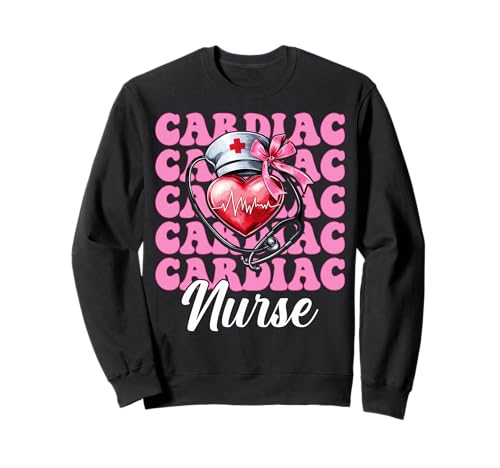 Cardiac Nurse VICU ICU CICU Kardiologie Mädchen Mama Kokette Bogen Sweatshirt Cardiac Nurse VICU ICU CICU Kardiologie Mädchen Mama Kokette Bogen Sweatshirt von Womens Coquette Bow Cardiac Nurse Cardiology Gifts