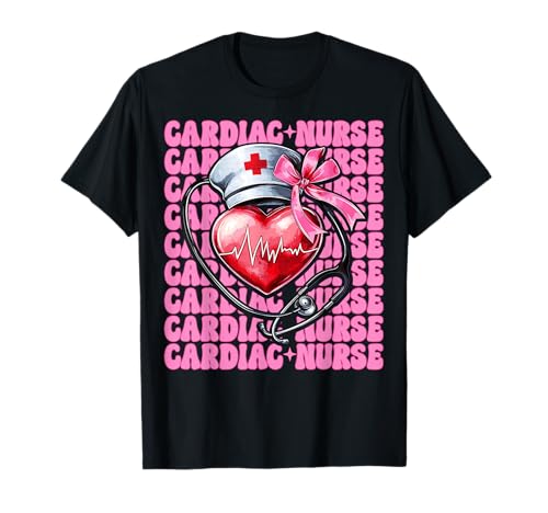 Cardiac Nurse VICU ICU CICU Kardiologie Mädchen Mama Kokette Bogen T-Shirt von Womens Coquette Bow Cardiac Nurse Cardiology Gifts