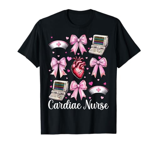 Cardiac Nurse VICU ICU CICU Kardiologie Mädchen Mama Kokette Bogen T-Shirt von Womens Coquette Bow Cardiac Nurse Cardiology Gifts