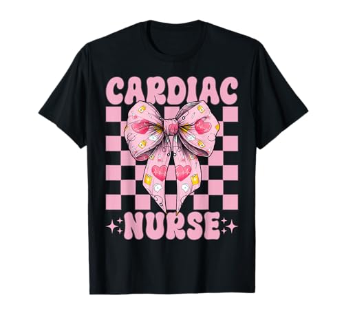 Cardiac Nurse VICU ICU CICU Kardiologie Mädchen Mama Kokette Bogen T-Shirt Cardiac Nurse VICU ICU CICU Kardiologie Mädchen Mama Kokette Bogen T-Shirt von Womens Coquette Bow Cardiac Nurse Cardiology Gifts