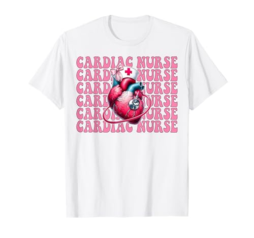 Cardiac Nurse VICU ICU CICU Kardiologie Mädchen Mama Kokette Bogen T-Shirt von Womens Coquette Bow Cardiac Nurse Cardiology Gifts