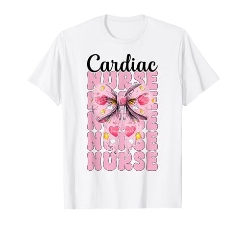Cardiac Nurse VICU ICU CICU Kardiologie Mädchen Mama Kokette Bogen T-Shirt Cardiac Nurse VICU ICU CICU Kardiologie Mädchen Mama Kokette Bogen T-Shirt von Womens Coquette Bow Cardiac Nurse Cardiology Gifts