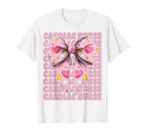 Cardiac Nurse VICU ICU CICU Kardiologie Mädchen Mama Kokette Bogen T-Shirt Cardiac Nurse VICU ICU CICU Kardiologie Mädchen Mama Kokette Bogen T-Shirt von Womens Coquette Bow Cardiac Nurse Cardiology Gifts