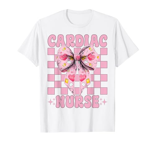 Cardiac Nurse VICU ICU CICU Kardiologie Mädchen Mama Kokette Bogen T-Shirt von Womens Coquette Bow Cardiac Nurse Cardiology Gifts
