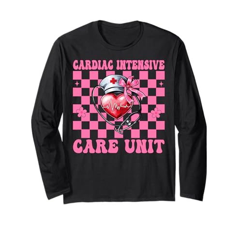 Herz-Intensivstation Herzkrankenschwester VICU ICU CICU Girl Langarmshirt Herz-Intensivstation Herzkrankenschwester VICU ICU CICU Girl Langarmshirt von Womens Coquette Bow Cardiac Nurse Cardiology Gifts