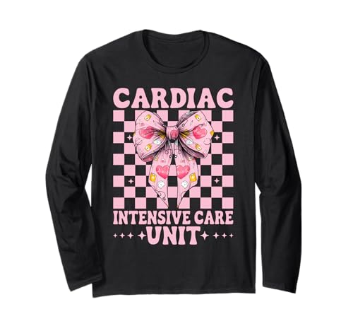 Herz-Intensivstation Herzkrankenschwester VICU ICU CICU Girl Langarmshirt Herz-Intensivstation Herzkrankenschwester VICU ICU CICU Girl Langarmshirt von Womens Coquette Bow Cardiac Nurse Cardiology Gifts