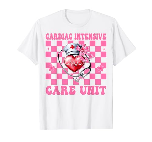 Herz-Intensivstation Herzkrankenschwester VICU ICU CICU Girl T-Shirt Herz-Intensivstation Herzkrankenschwester VICU ICU CICU Girl T-Shirt von Womens Coquette Bow Cardiac Nurse Cardiology Gifts