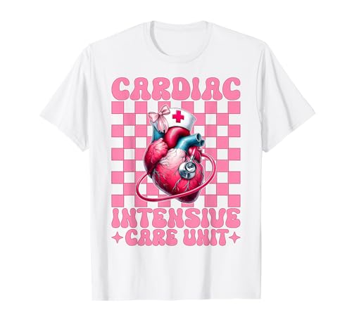 Herz-Intensivstation Herzkrankenschwester VICU ICU CICU Girl T-Shirt von Womens Coquette Bow Cardiac Nurse Cardiology Gifts