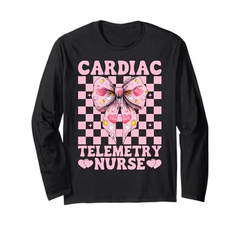 Herz-Telemetrie Krankenschwester Herzkrankenschwester VICU ICU CICU Mädchen Mama Langarmshirt von Womens Coquette Bow Cardiac Nurse Cardiology Gifts