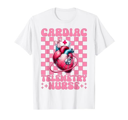 Herz-Telemetrie Krankenschwester Herzkrankenschwester VICU ICU CICU Mädchen Mama T-Shirt von Womens Coquette Bow Cardiac Nurse Cardiology Gifts