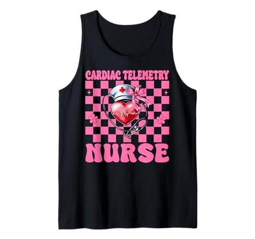 Herz-Telemetrie Krankenschwester Herzkrankenschwester VICU ICU CICU Mädchen Mama Tank Top Herz-Telemetrie Krankenschwester Herzkrankenschwester VICU ICU CICU Mädchen Mama Tank Top von Womens Coquette Bow Cardiac Nurse Cardiology Gifts