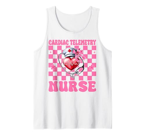 Herz-Telemetrie Krankenschwester Herzkrankenschwester VICU ICU CICU Mädchen Mama Tank Top Herz-Telemetrie Krankenschwester Herzkrankenschwester VICU ICU CICU Mädchen Mama Tank Top von Womens Coquette Bow Cardiac Nurse Cardiology Gifts