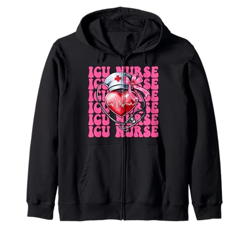 ICU Krankenschwester Herzkrankenschwester VICU CICU Kardiologie Mädchen Mama Kapuzenjacke von Womens Coquette Bow Cardiac Nurse Cardiology Gifts