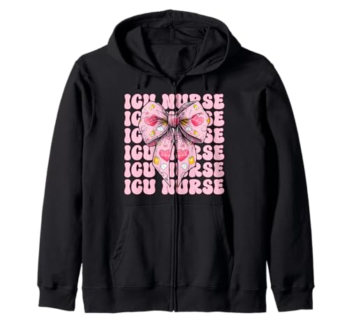 ICU Krankenschwester Herzkrankenschwester VICU CICU Kardiologie Mädchen Mama Kapuzenjacke von Womens Coquette Bow Cardiac Nurse Cardiology Gifts