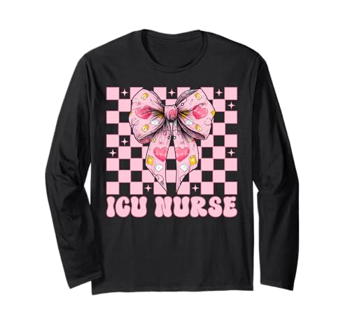 ICU Krankenschwester Herzkrankenschwester VICU CICU Kardiologie Mädchen Mama Langarmshirt ICU Krankenschwester Herzkrankenschwester VICU CICU Kardiologie Mädchen Mama Langarmshirt von Womens Coquette Bow Cardiac Nurse Cardiology Gifts