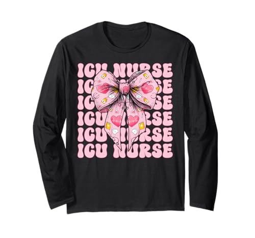 ICU Krankenschwester Herzkrankenschwester VICU CICU Kardiologie Mädchen Mama Langarmshirt ICU Krankenschwester Herzkrankenschwester VICU CICU Kardiologie Mädchen Mama Langarmshirt von Womens Coquette Bow Cardiac Nurse Cardiology Gifts