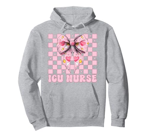 ICU Krankenschwester Herzkrankenschwester VICU CICU Kardiologie Mädchen Mama Pullover Hoodie von Womens Coquette Bow Cardiac Nurse Cardiology Gifts