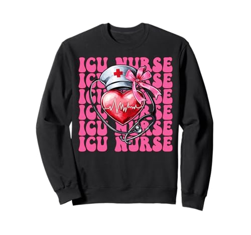 ICU Krankenschwester Herzkrankenschwester VICU CICU Kardiologie Mädchen Mama Sweatshirt ICU Krankenschwester Herzkrankenschwester VICU CICU Kardiologie Mädchen Mama Sweatshirt von Womens Coquette Bow Cardiac Nurse Cardiology Gifts