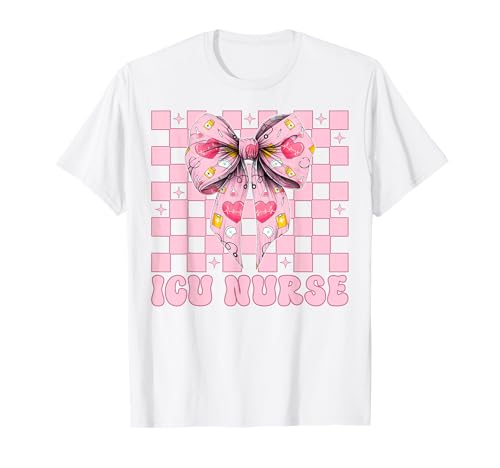 ICU Krankenschwester Herzkrankenschwester VICU CICU Kardiologie Mädchen Mama T-Shirt ICU Krankenschwester Herzkrankenschwester VICU CICU Kardiologie Mädchen Mama T-Shirt von Womens Coquette Bow Cardiac Nurse Cardiology Gifts
